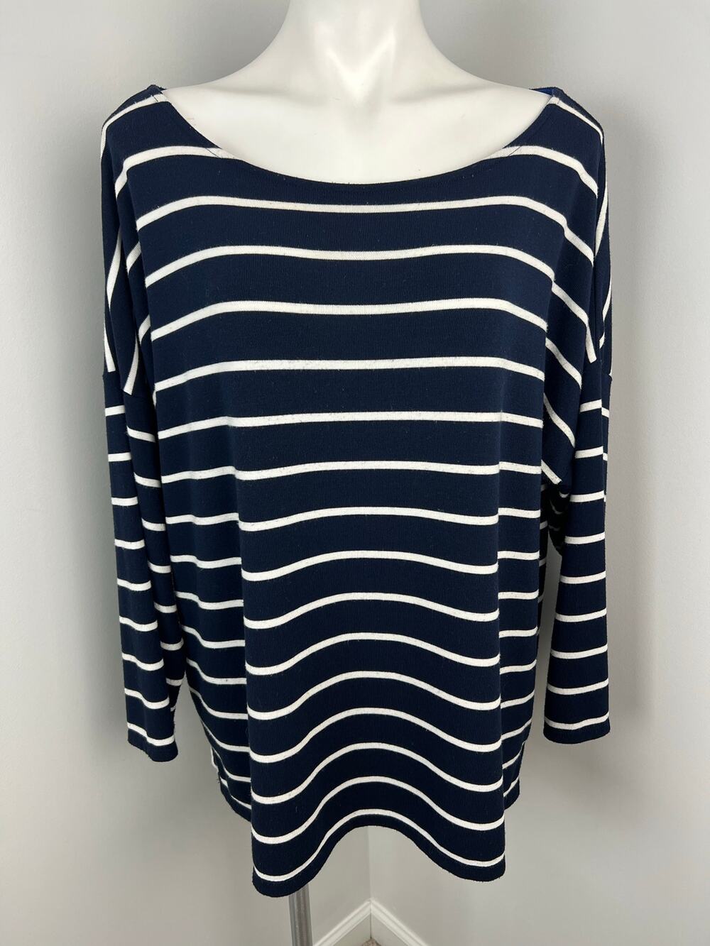 Women's Lauren Ralph Lauren Plus Size Navy White Nautical Stripe Top 3x